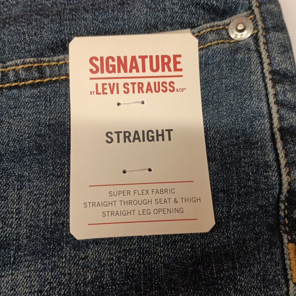Signature By Levi Straight Jeans Men's 34x34 Blue Denim Super Flex Fabric - Picture 5 of 9
